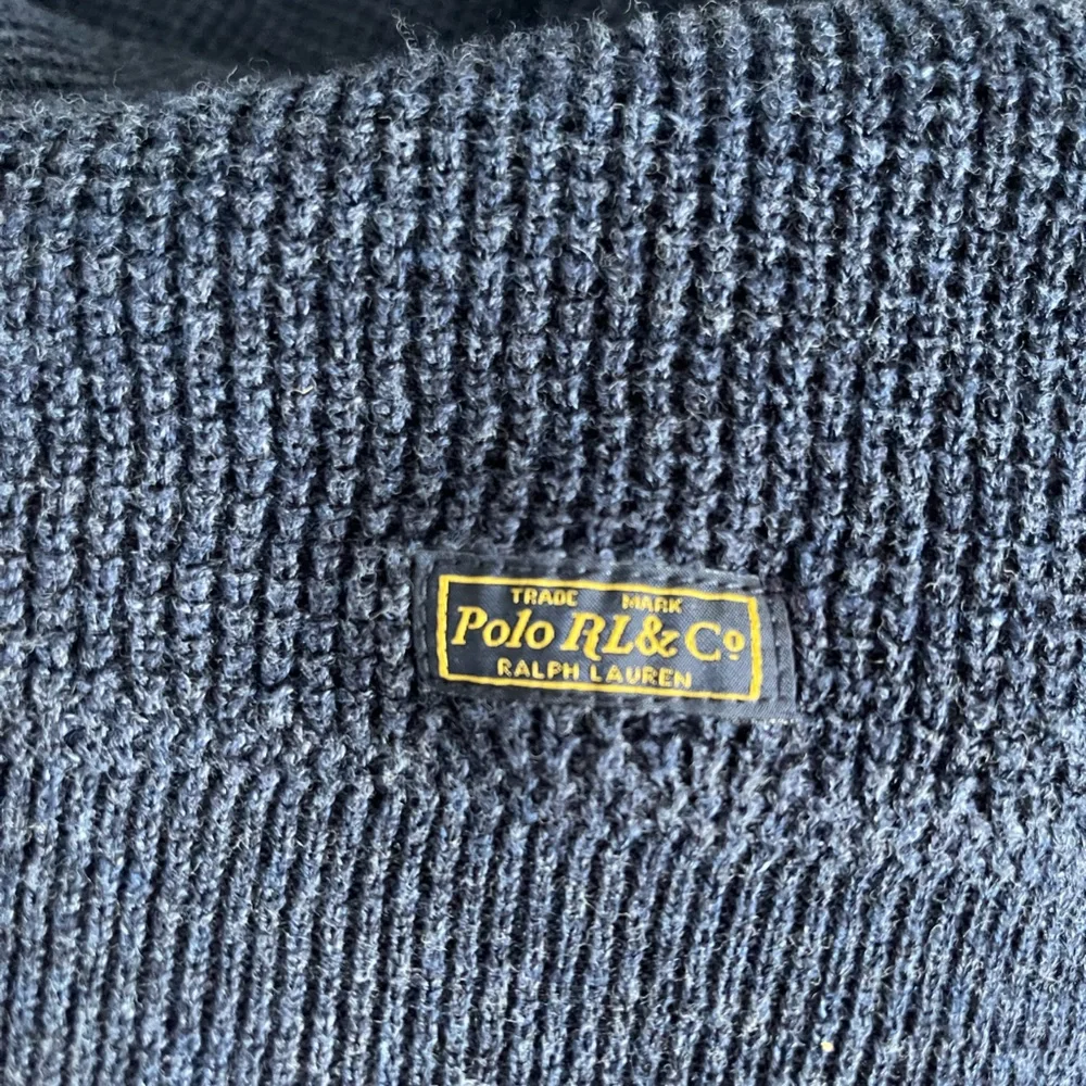 Polo Ralph Lauren Waffle Knit Henley Sweater Men’s XL Navy Blue Cotton